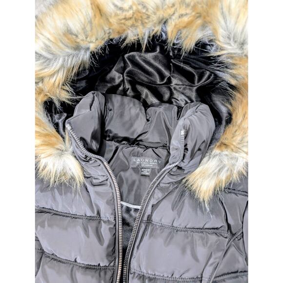 Laundry by Shelli Segal Black Faux Fur Puffer Coat – XS NWT - Picture 6 of 9